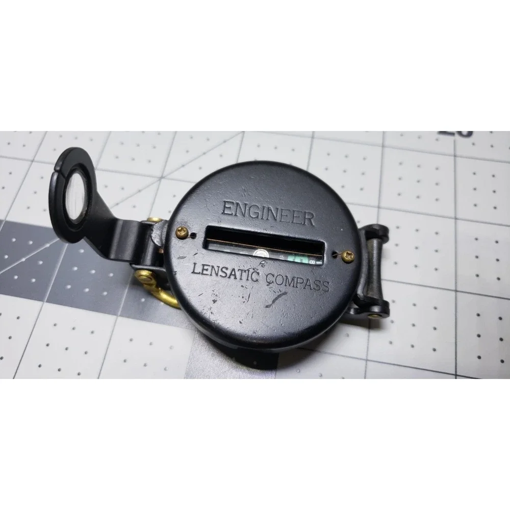 Engineer Academy Lensatic Compass Black Brass, Hiking, Camping, Vintage MCM